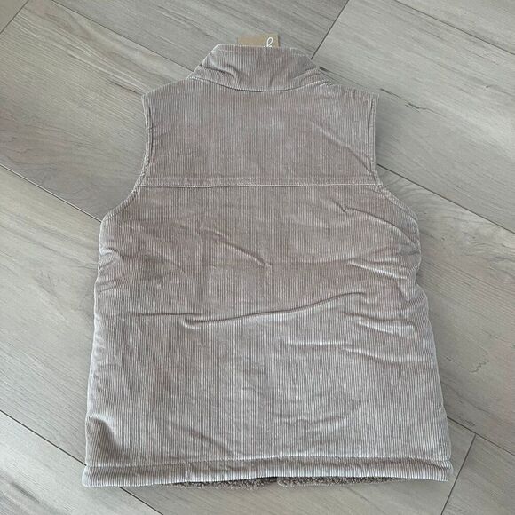 NWT Goumi Kids Champignon Sherpa Corduroy Vest SZ 6-7Y Youth S Reversible Pocket - Picture 2 of 4